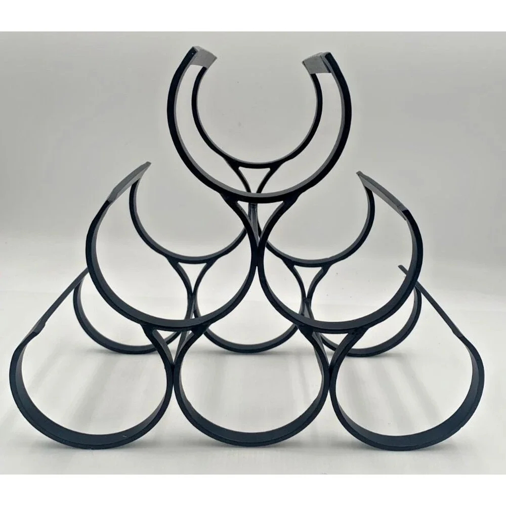 Modern Black Metal Wine Rack Tabletop 6-Bottle Geometric Wine Holder Barware